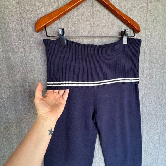 Frankies Bikinis Aimee Cloud Knit Starlight; Navy Blue White Stripe Flare Pant - Picture 3 of 10